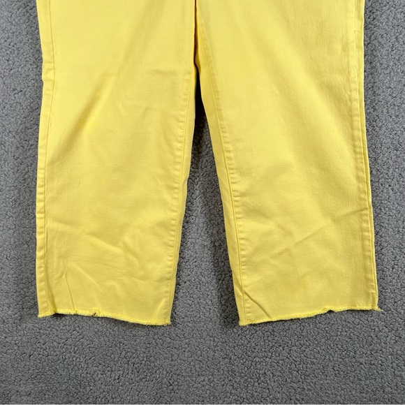 NYDJ Womens Wide Leg Denim Capri Size 8 Yellow Raw Hem Lift Tuck Technology New - Picture 7 of 10